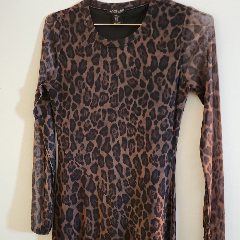 Rachel Zoe Black and Brown Bodycon Dress Long Sleeve